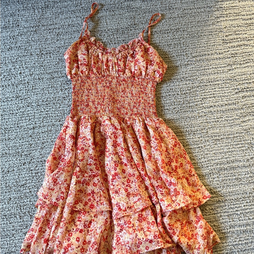 Floral Mini Dress in Red and Pink - Picture 1 of 3